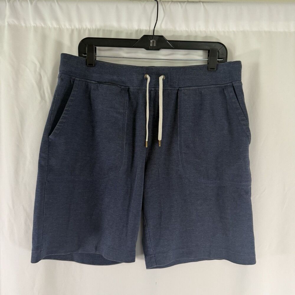 Johnnie O Sweat Shorts Men's Large Blue Pull On Drawstring 8.5" Inseam Cotton Bl
